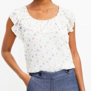 LOFT Floral Ruffle Shell Top XS
